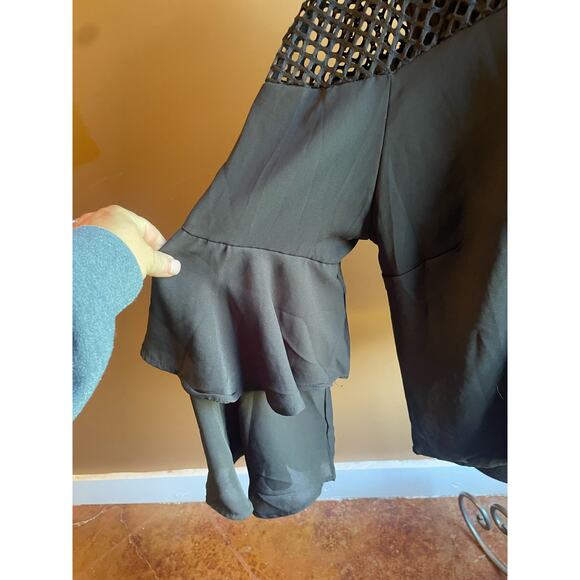Women's Black Mesh Flowy Blouse Top 1X Plus GUC - Picture 5 of 6